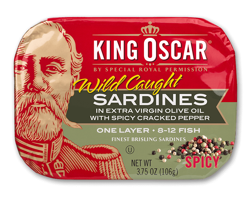 sardines in evoo with spicy cracked pepper