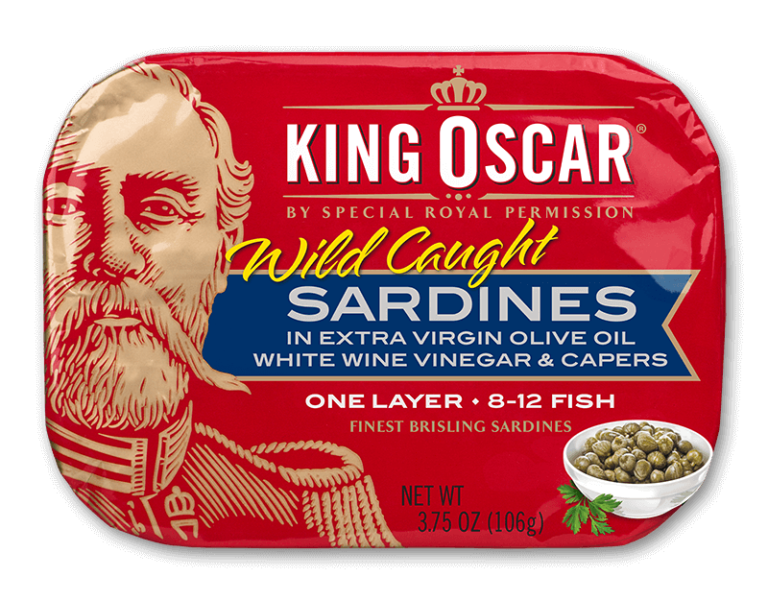 Brisling Sardines in Extra Virgin Olive Oil with White Wine Vinegar & Capers