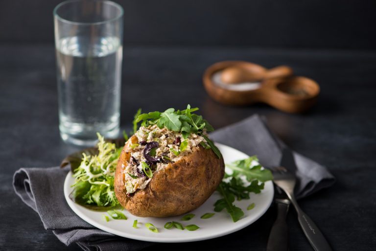 mackerel stuffed baked potato