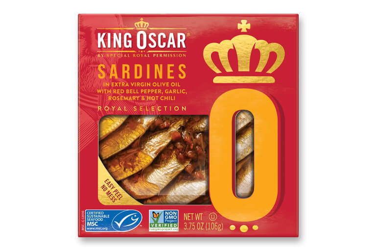 Brisling Sardines in Extra Virgin Olive Oil with Bell Pepper, Herbs & Hot Chili