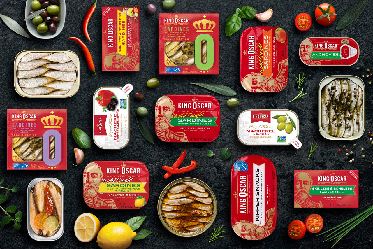 SARDINES, MACKEREL, KIPPER SNACKS & ANCHOVIES KING OSCAR