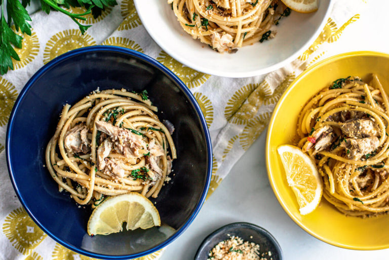 Bucatini with Mackerel, Swiss Chard, Preserved Lemon & Chili