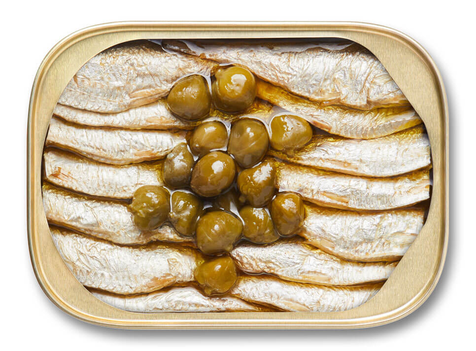 Brisling Sardines in EVOO with White Wine Vinegar and Capers
