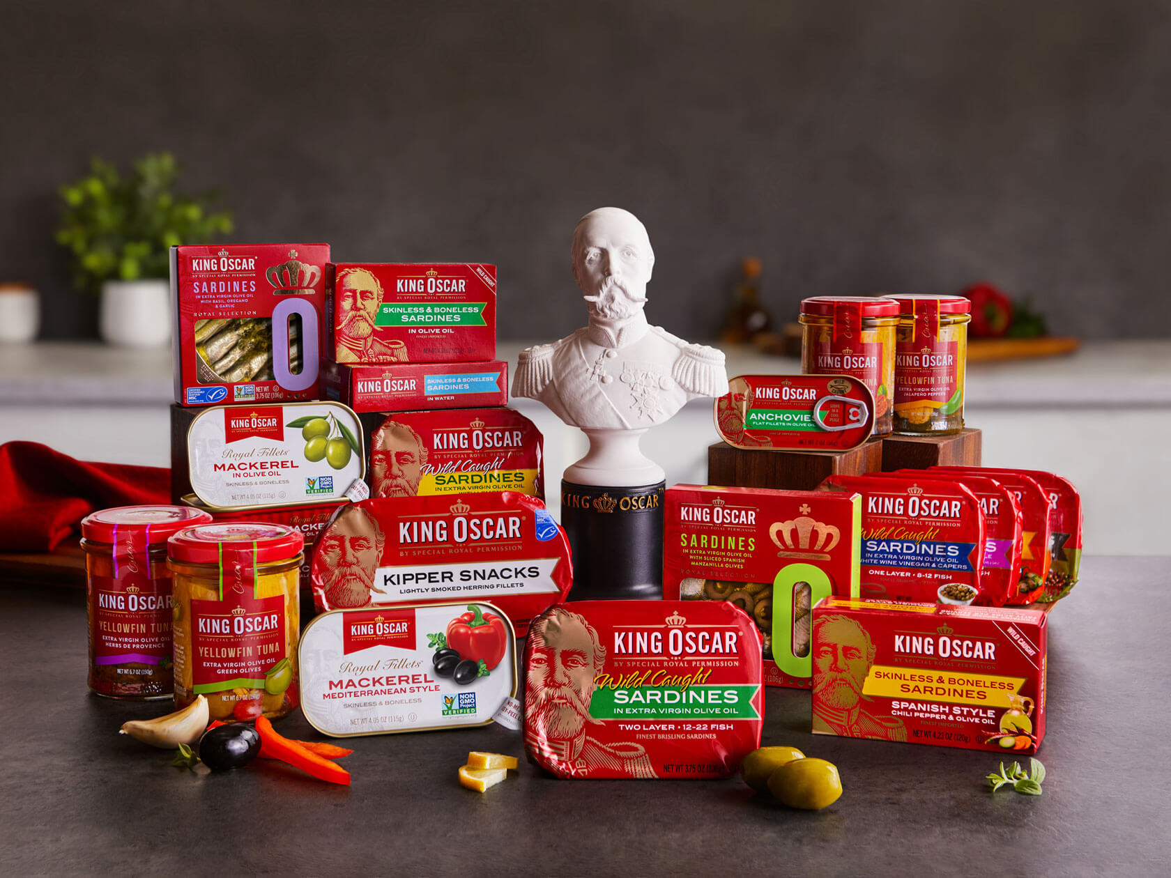 Sardines, Yellowfin Tuna, Mackerel, Kipper Snacks & Anchovies King Oscar