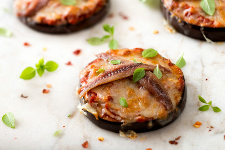 Eggplant & Anchovy Mini Pizzas