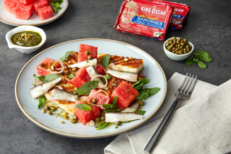 Watermelon & Halloumi Salad with Brisling Sardines