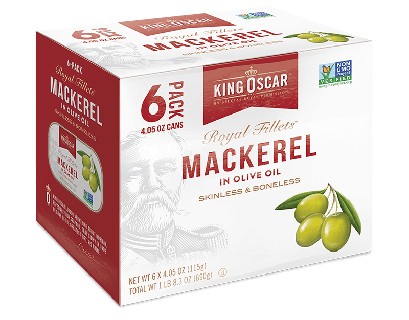 skinless and boneless mackerel in olive oil 6-pack