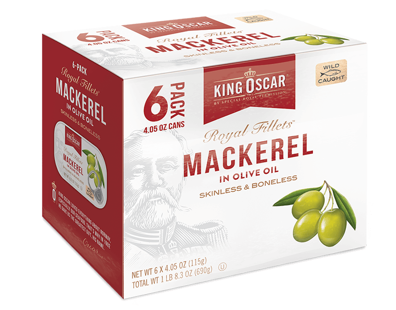 skinless and boneless mackerel in olive oil 6-pack
