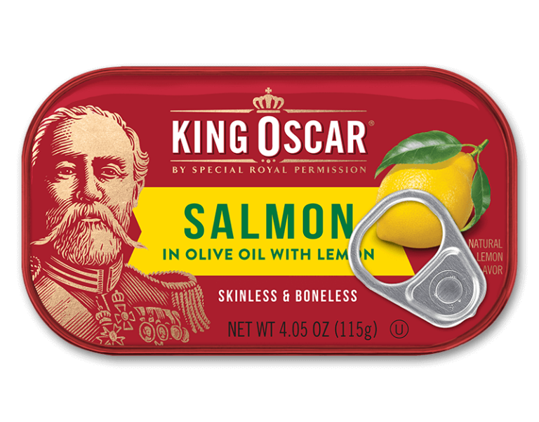 King Oscar Skinless and Boneless Atlantic Salmon in Olive Oil with Lemon