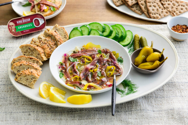 Herb-Marinated Anchovies Platter Recipe